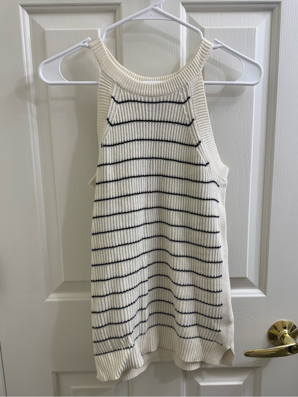 Old Navy Cream and Black Striped Knit Tank